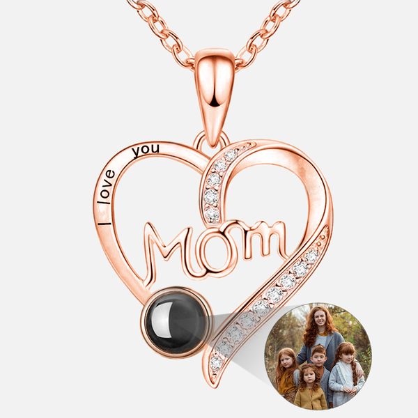 Personalized Photo Projection Heart Necklace Mum