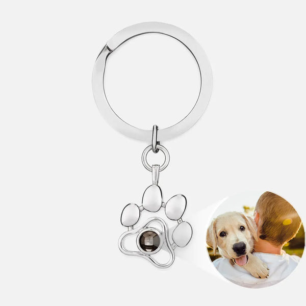 Personalized Pet Paw Photo Projection Keychain