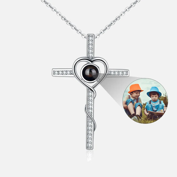 Personalized Photo Projection Cross Necklace