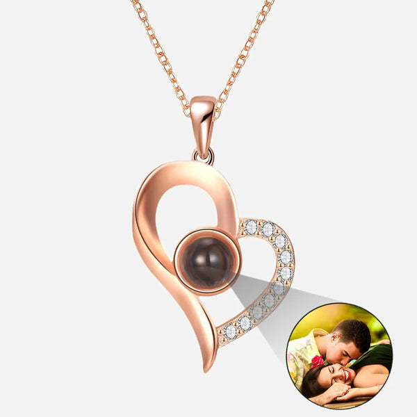 Elegant Personalized Heart Photo Projection Necklace