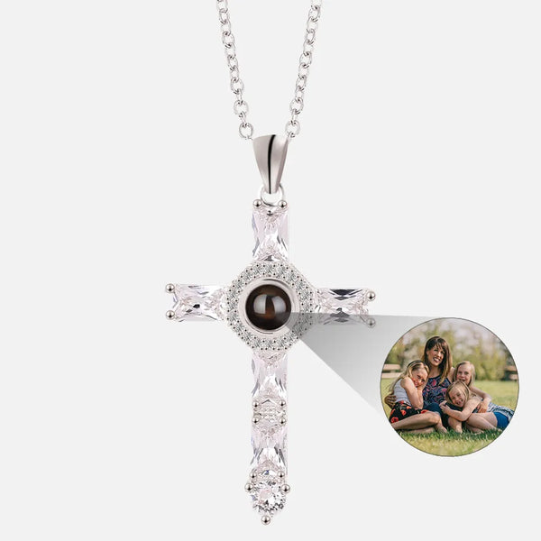 Personalized Cross Photo Projection Necklace