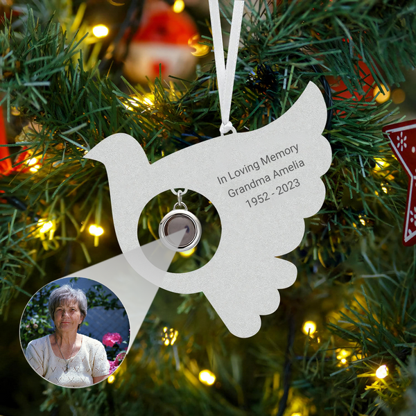 Personalised Photo Projection Memorial Bird Ornament Keepsake