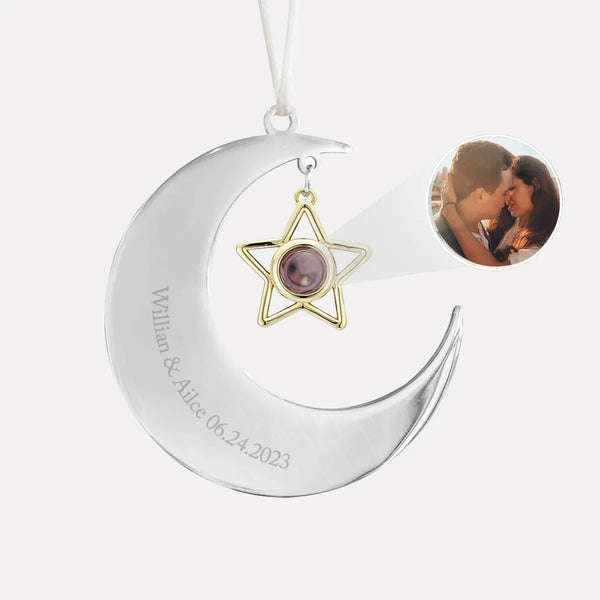 Personalized Crescent Star Photo Projection Ornament