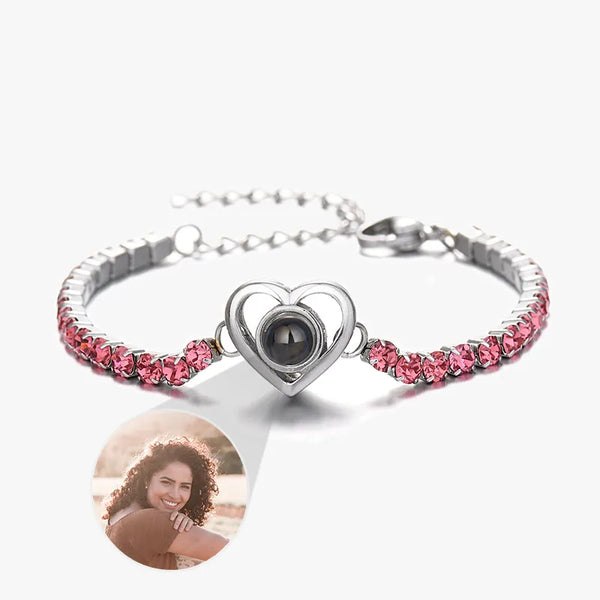 Custom Diamonds Picture Projection Heart Bracelet