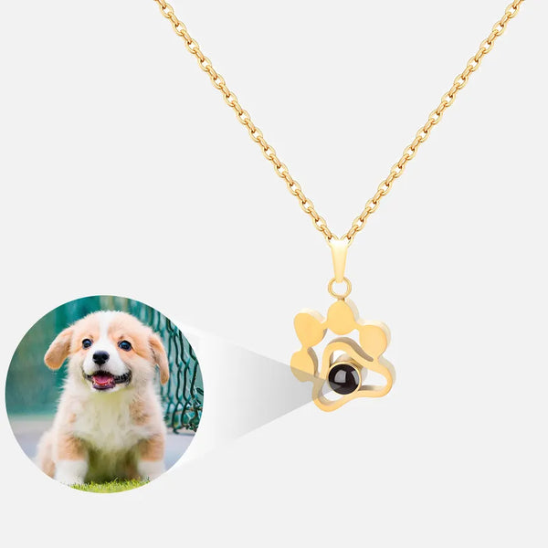 Personalized Photo Projection Pet Paw Necklace