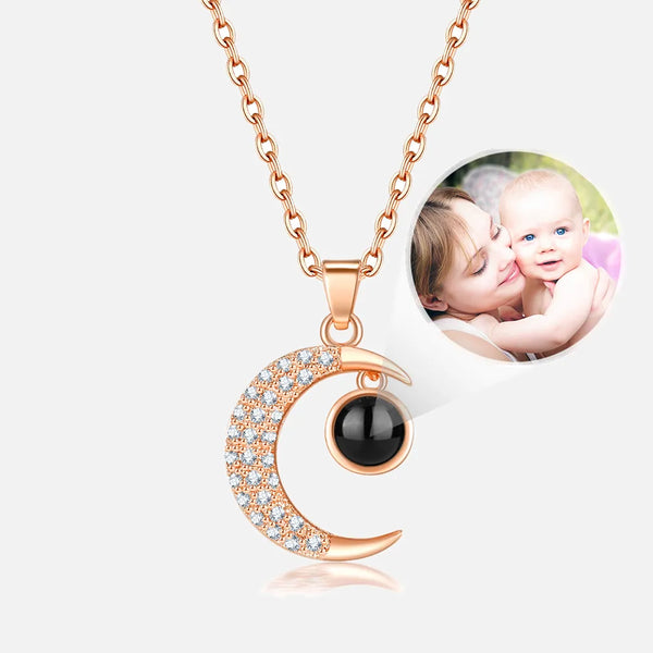 Personalized Moon Photo Projection Necklace